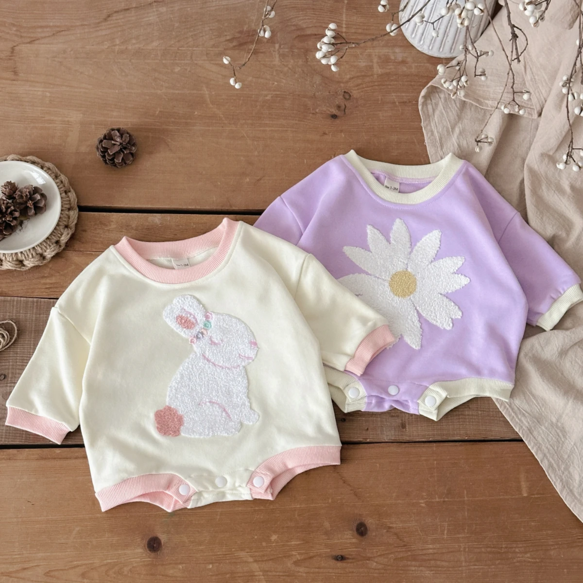 Newborn Baby Girl Romper Floral - Schattige baby meisjes romper met dieren-
