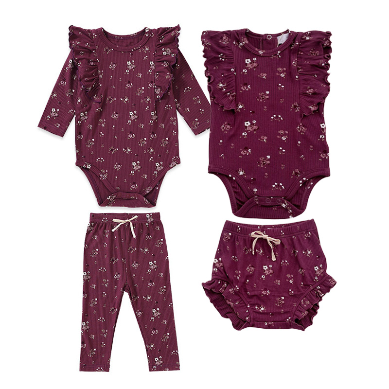 Newborn Baby Girl Romper Floral - 0-24 Monate Neugeborenes Baby-Kleidungsset Frühling Sommer